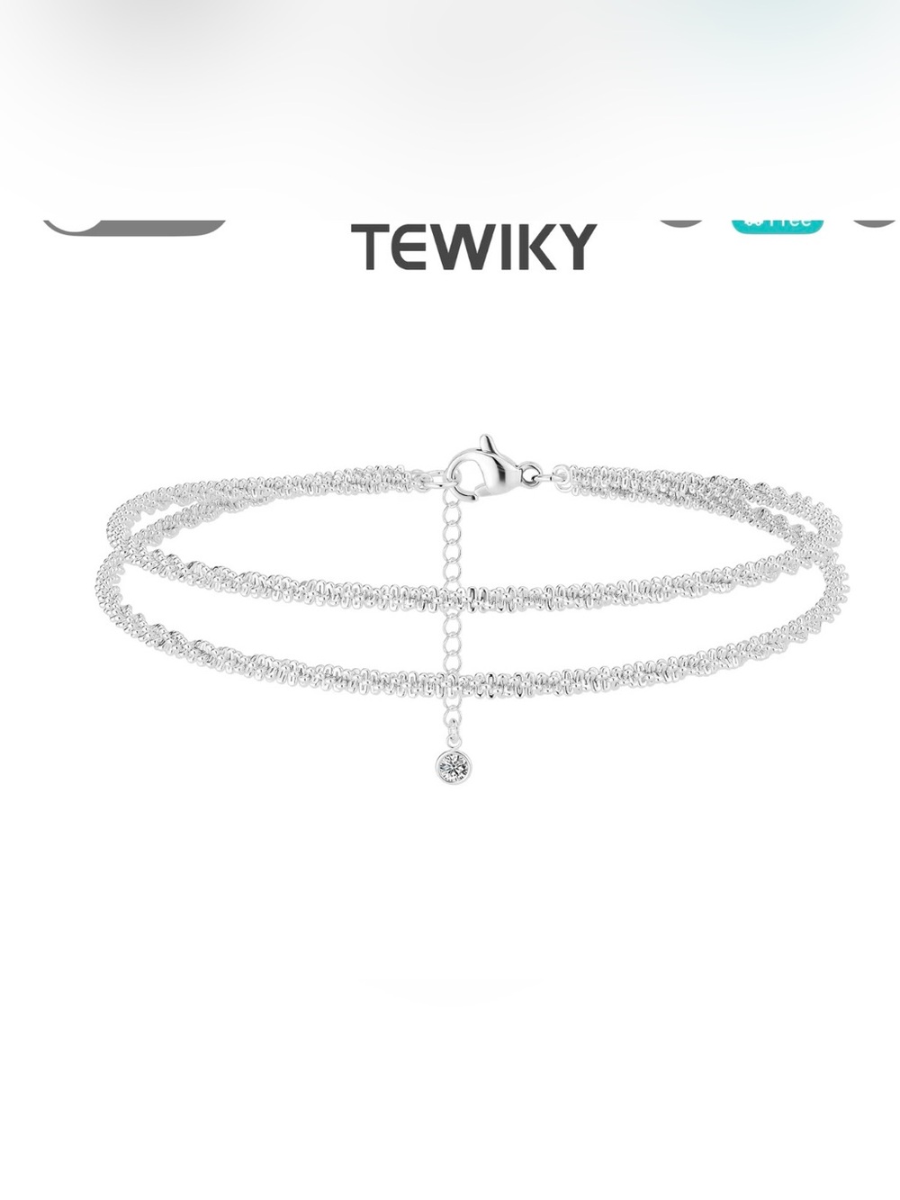 TEWIKY Layered Waterproof Anklet in silver, women’s jewelry